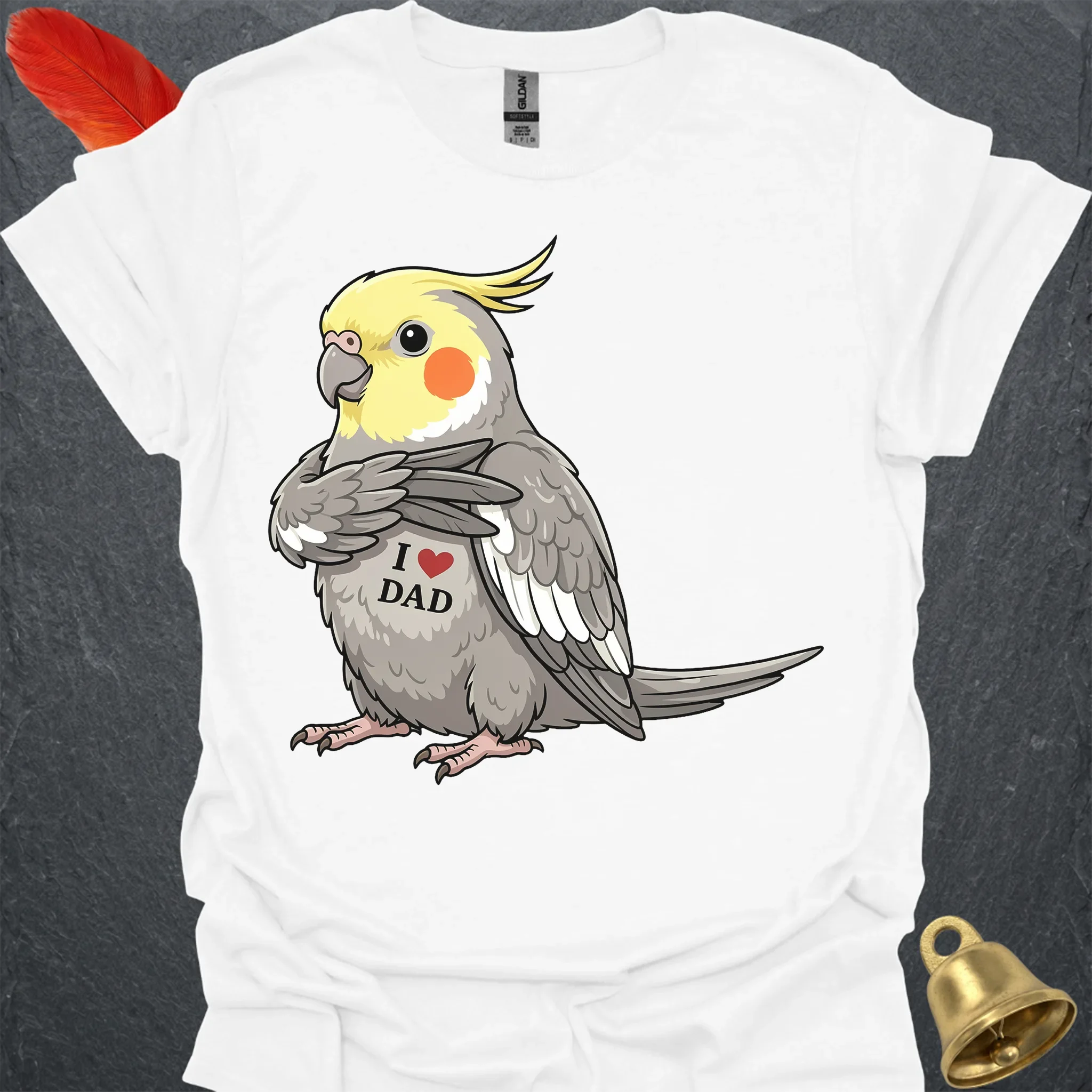 Grey Cockatiel I Love Dad T-Shirt