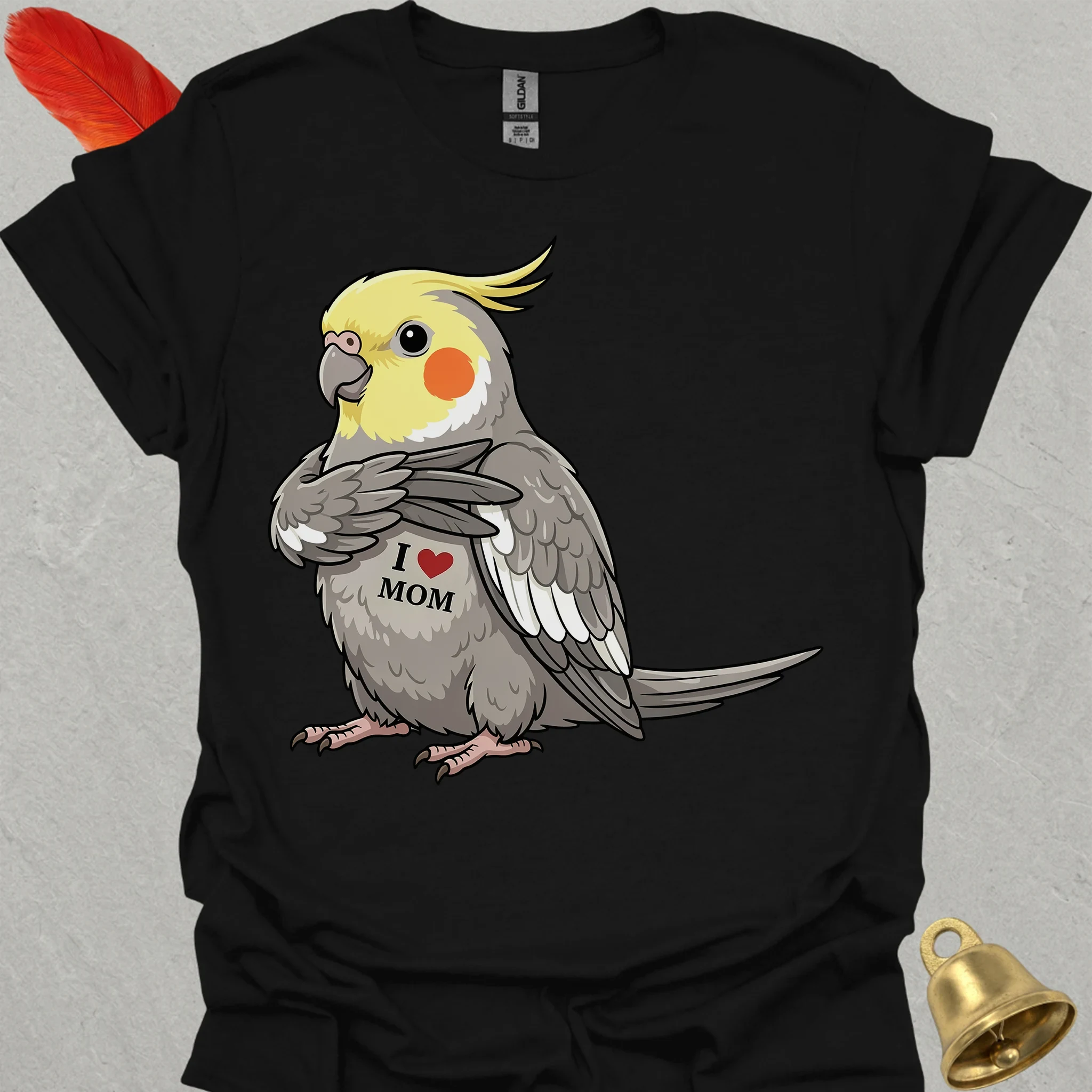 Grey Cockatiel I Love Mom T-Shirt