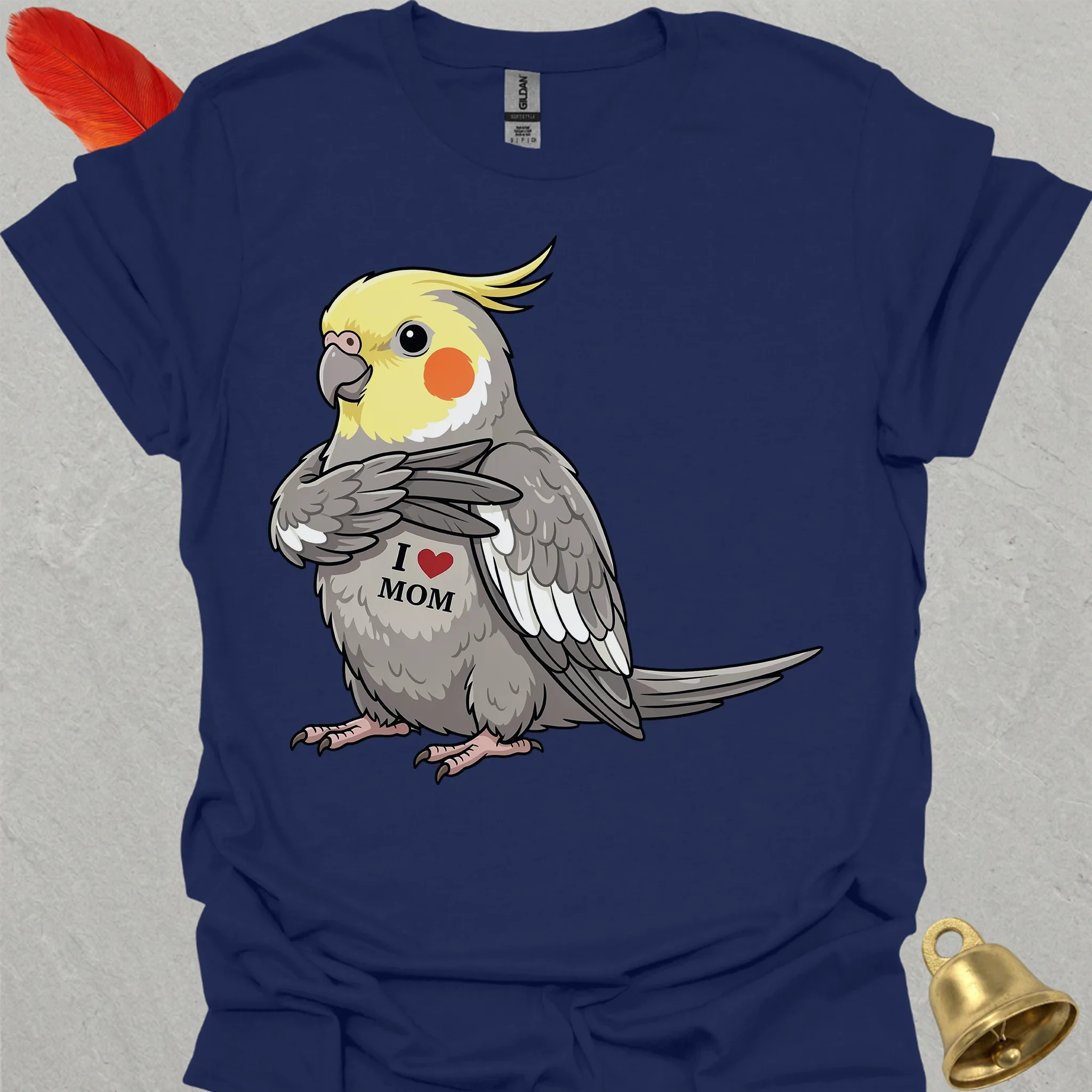 Grey Cockatiel I Love Mom T-Shirt