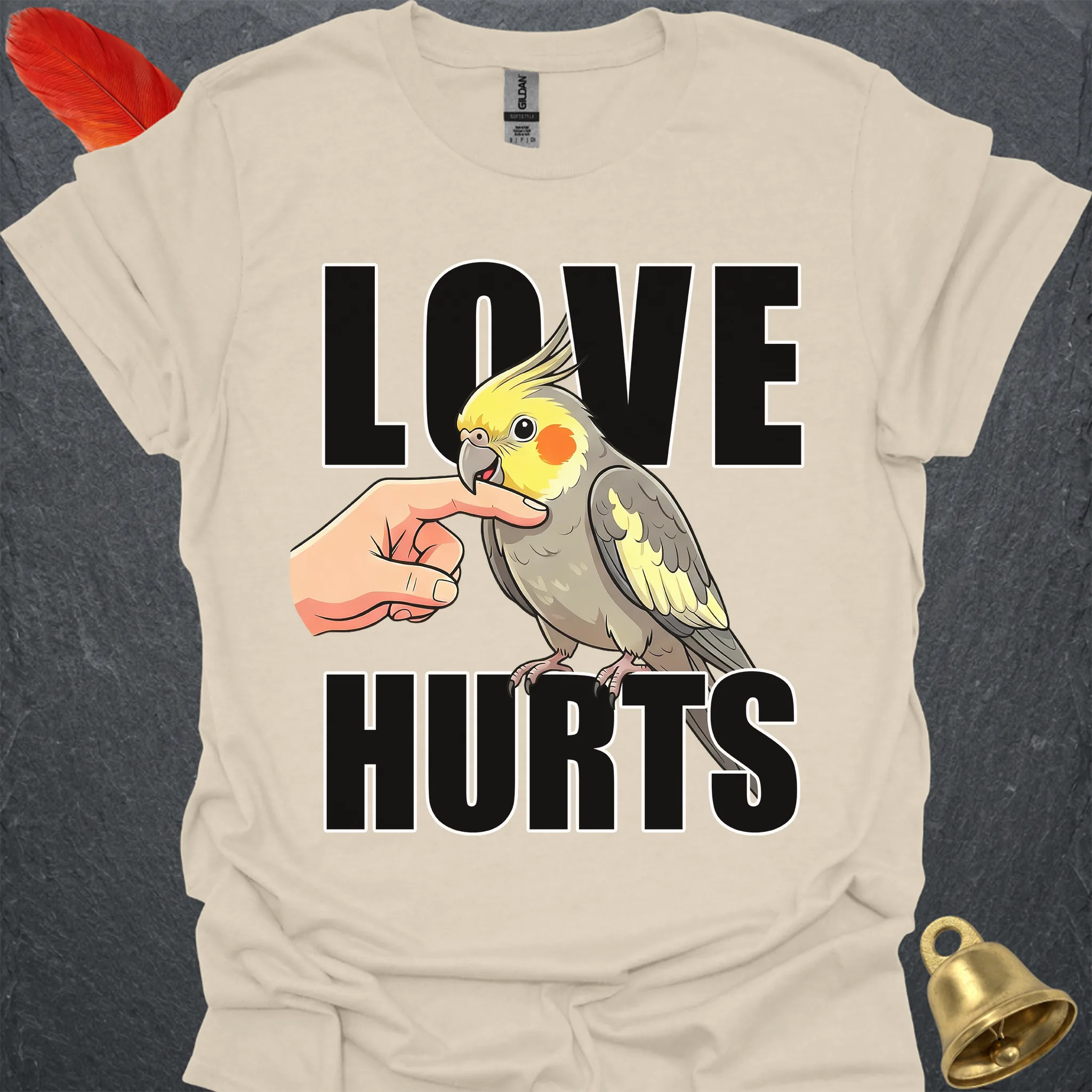 Grey Cockatiel Love Hurts T-Shirt