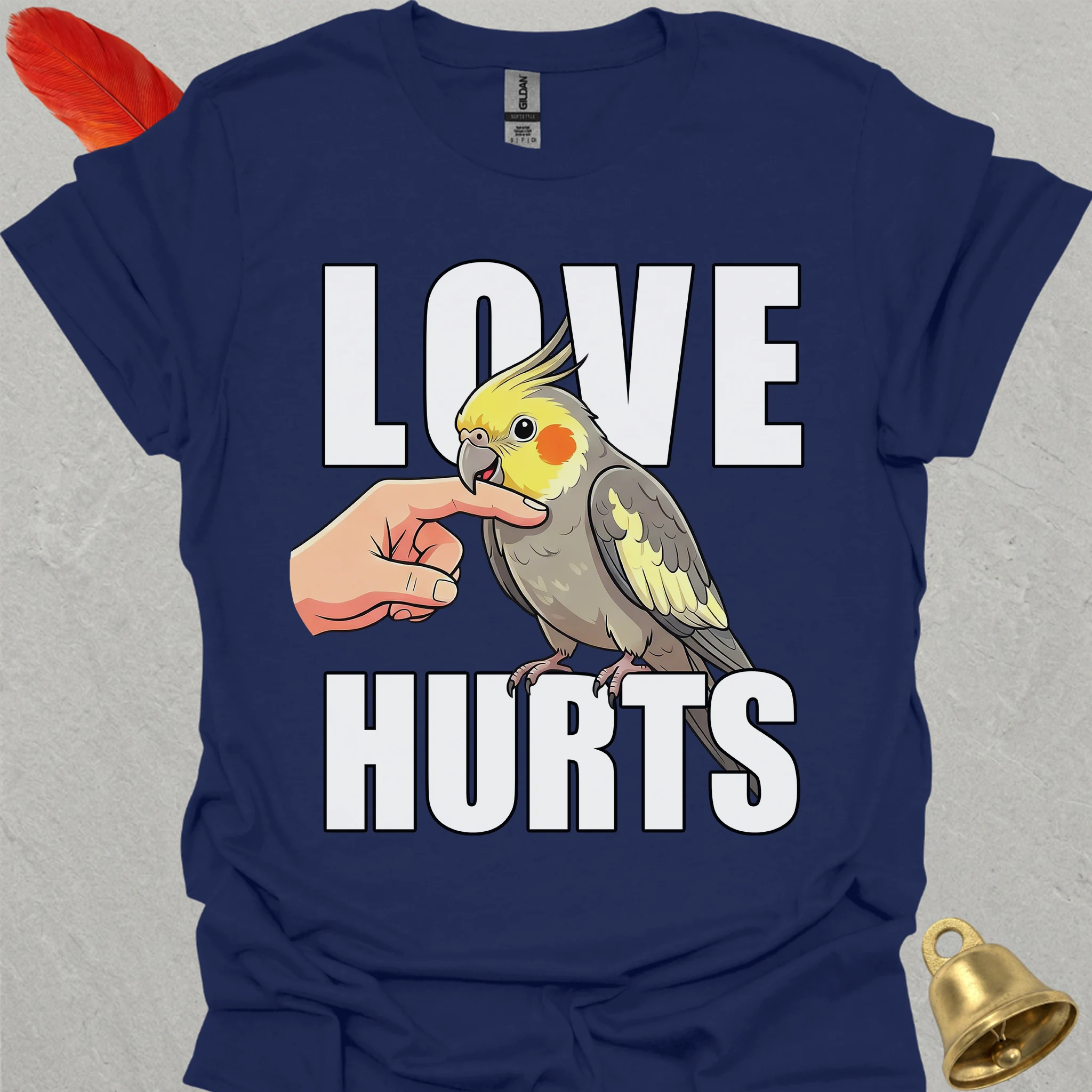 Grey Cockatiel Love Hurts T-Shirt