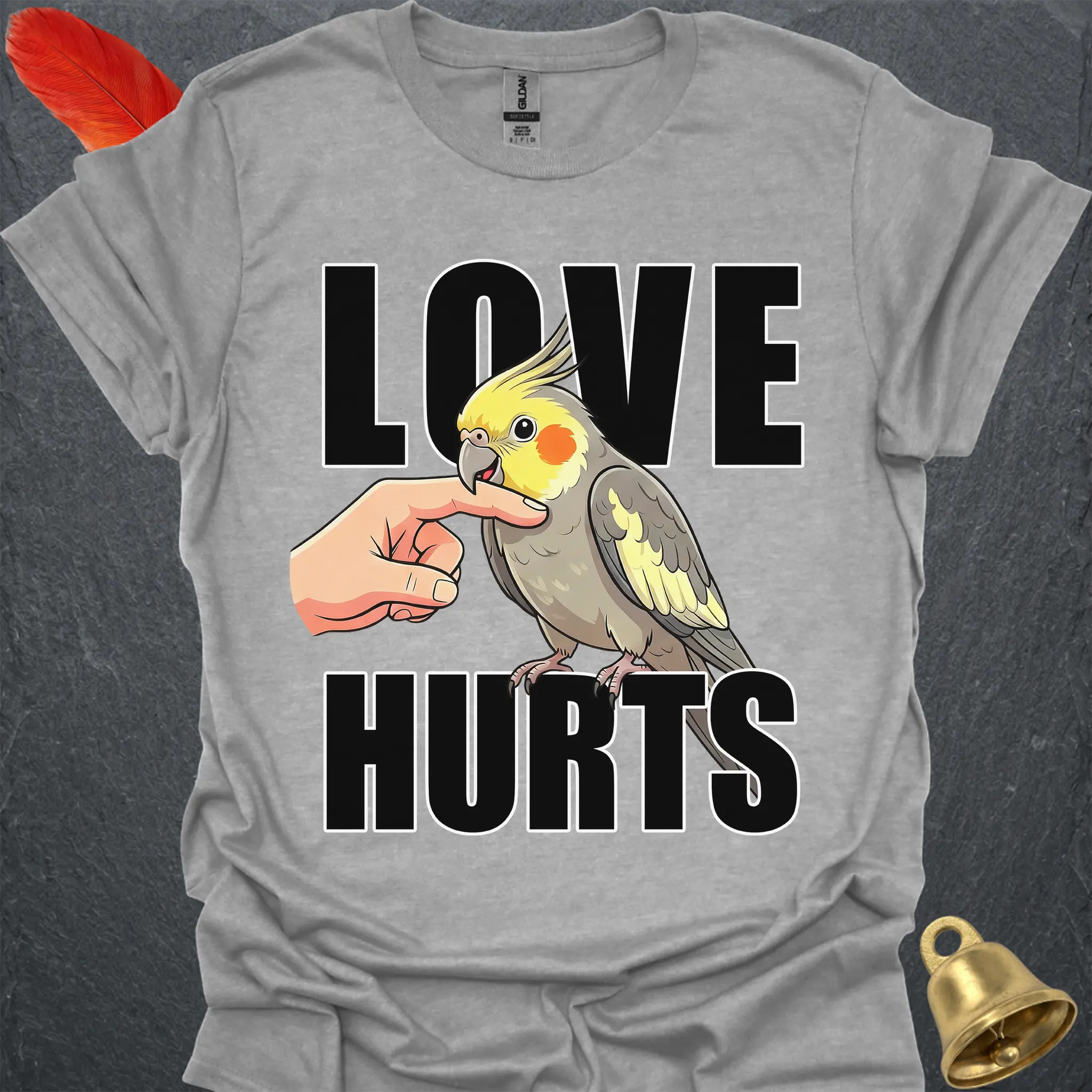 Grey Cockatiel Love Hurts T-Shirt