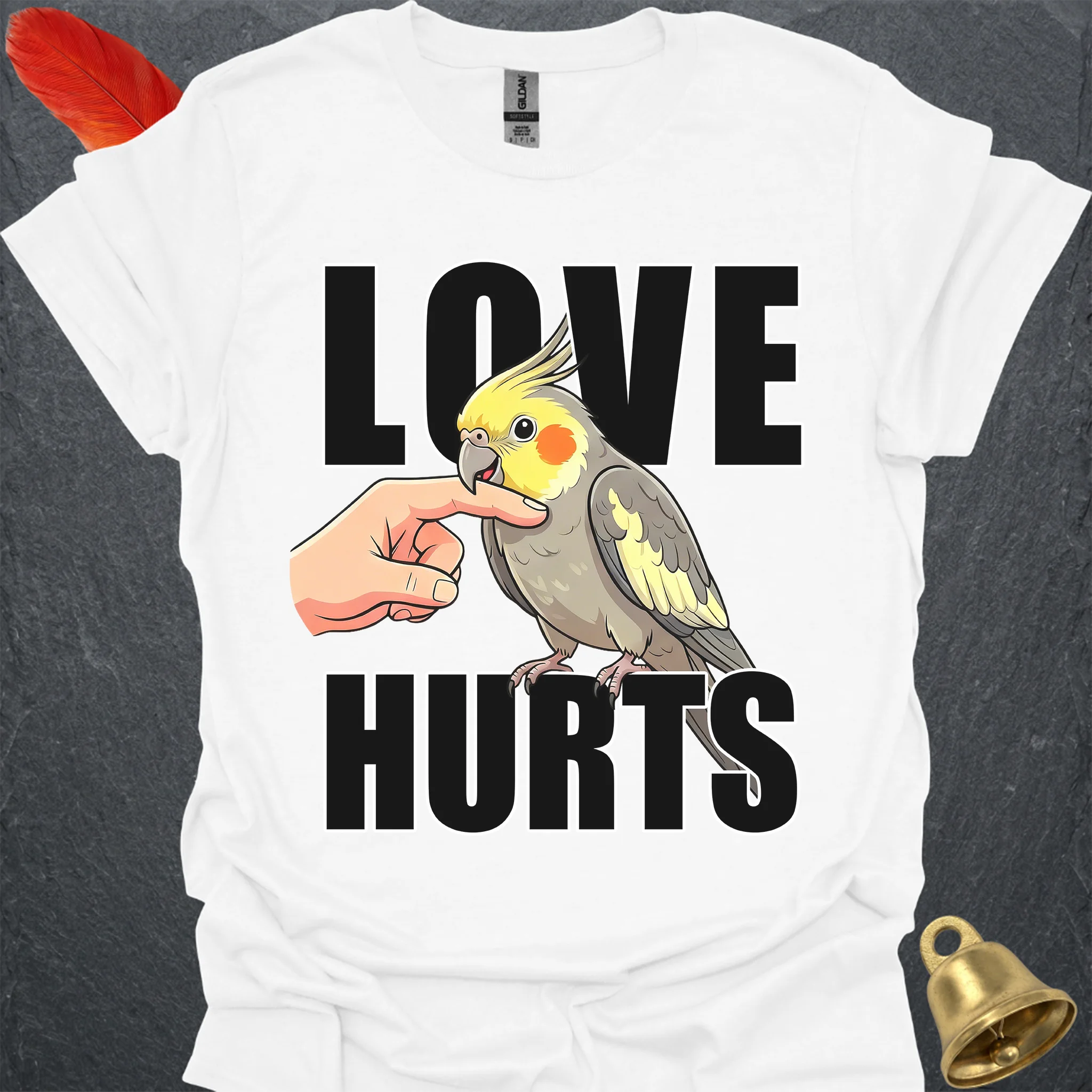 Grey Cockatiel Love Hurts T-Shirt