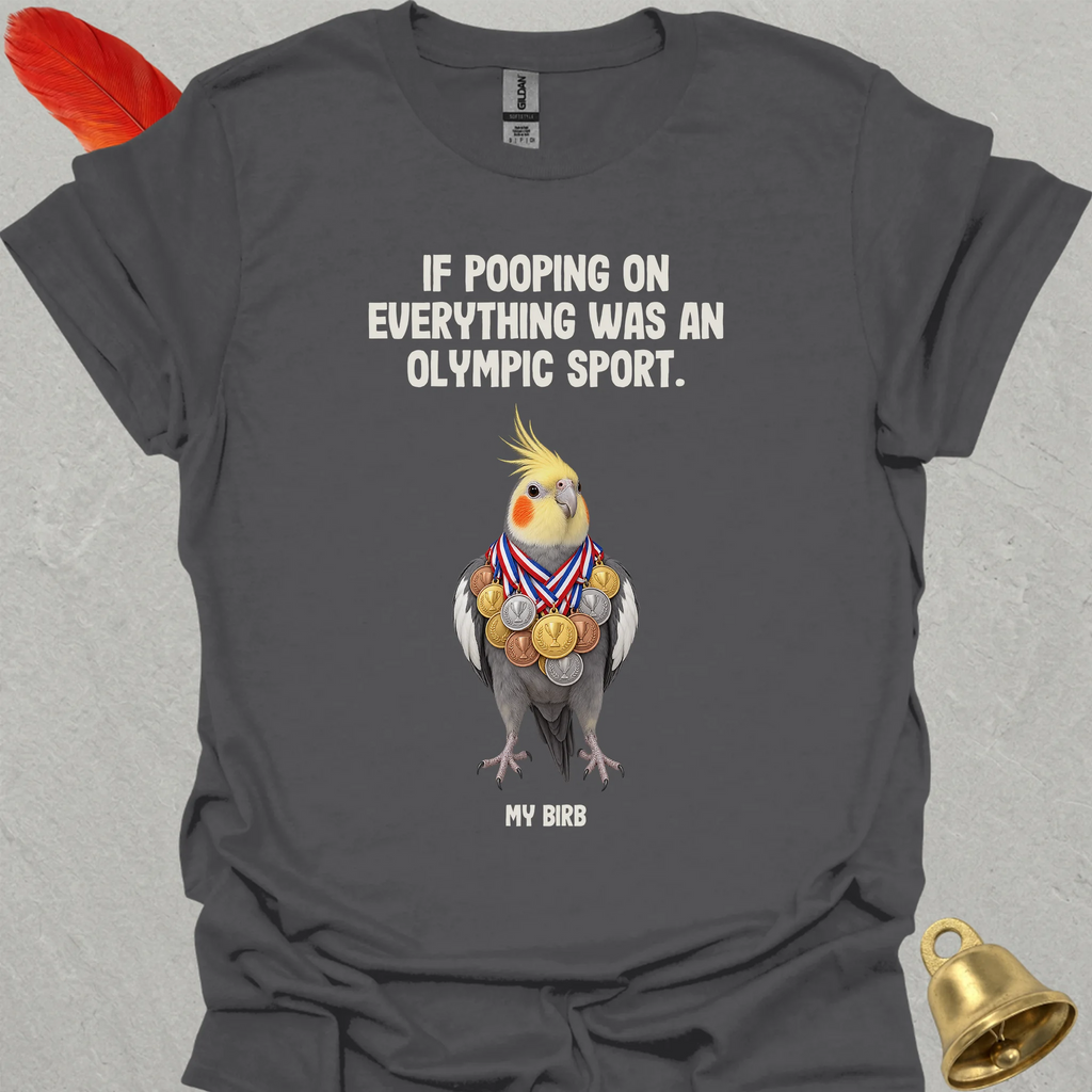 Grey Cockatiel Olympic Pooper T-Shirt