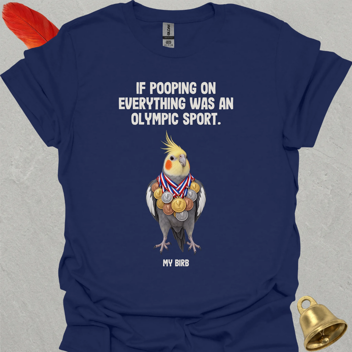 Grey Cockatiel Olympic Pooper T-Shirt