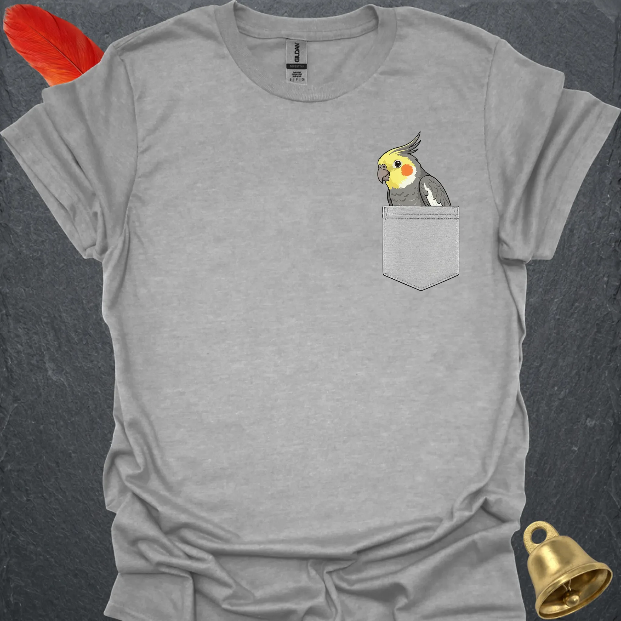 Grey Cockatiel Pocket T-Shirt