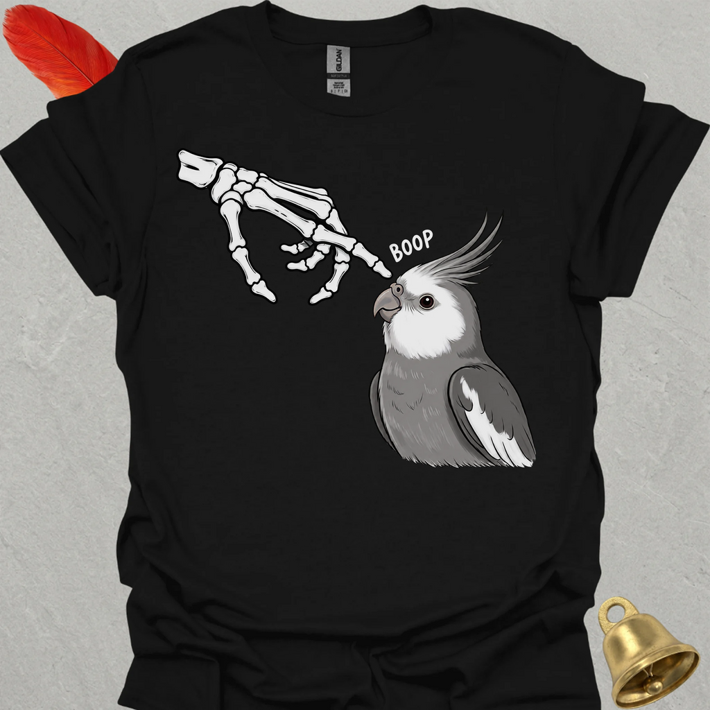 Grey Cockatiel Skeleton Boop T-Shirt