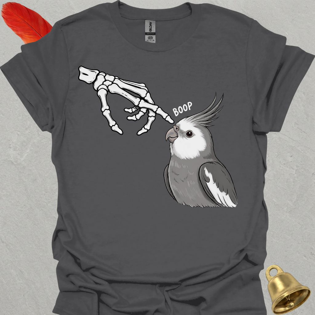 Grey Cockatiel Skeleton Boop T-Shirt