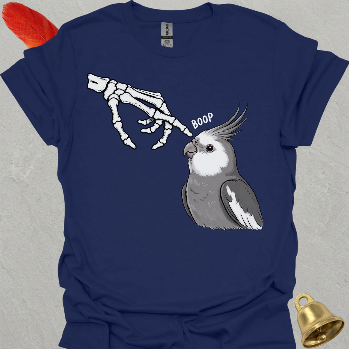 Grey Cockatiel Skeleton Boop T-Shirt