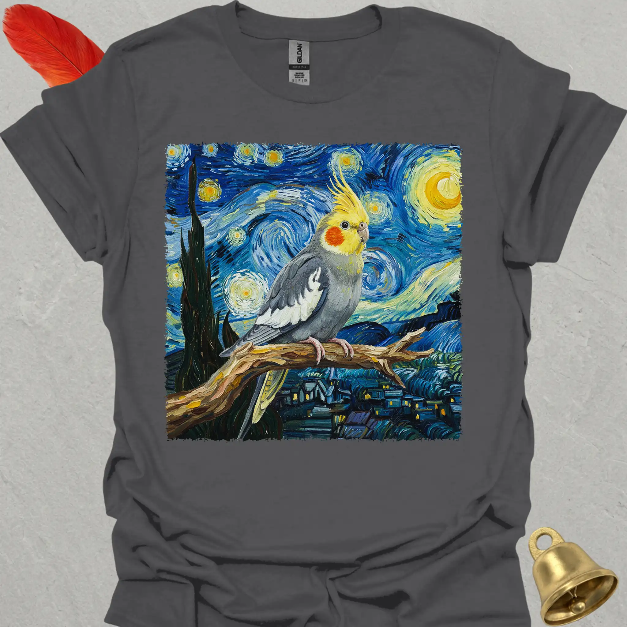 Grey Cockatiel Starry Night T-Shirt