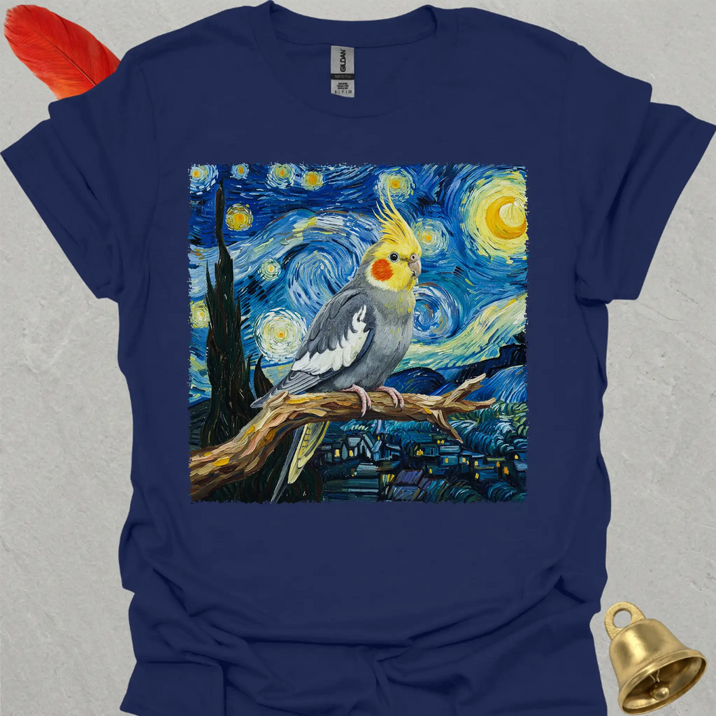 Grey Cockatiel Starry Night T-Shirt