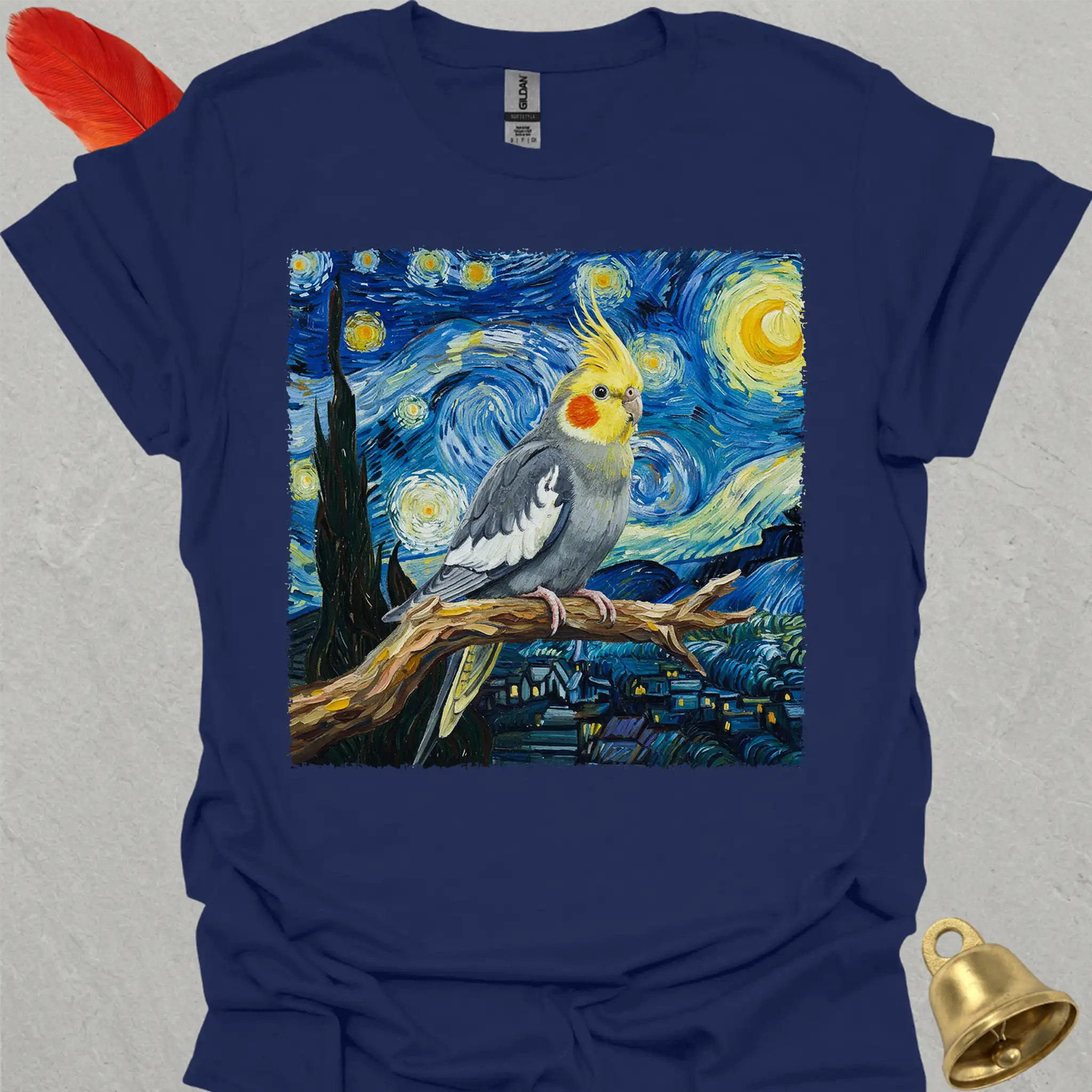 Grey Cockatiel Starry Night T-Shirt