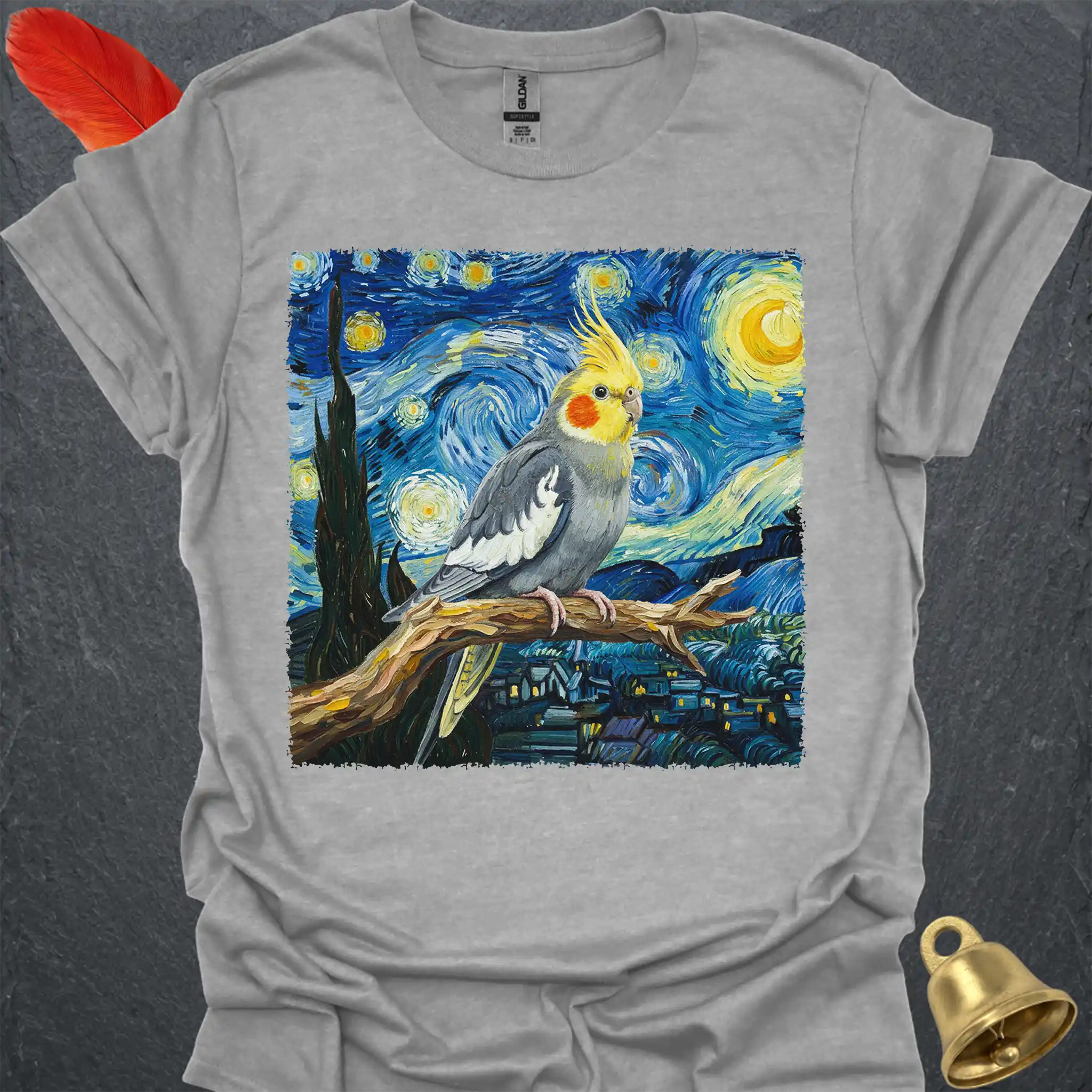 Grey Cockatiel Starry Night T-Shirt