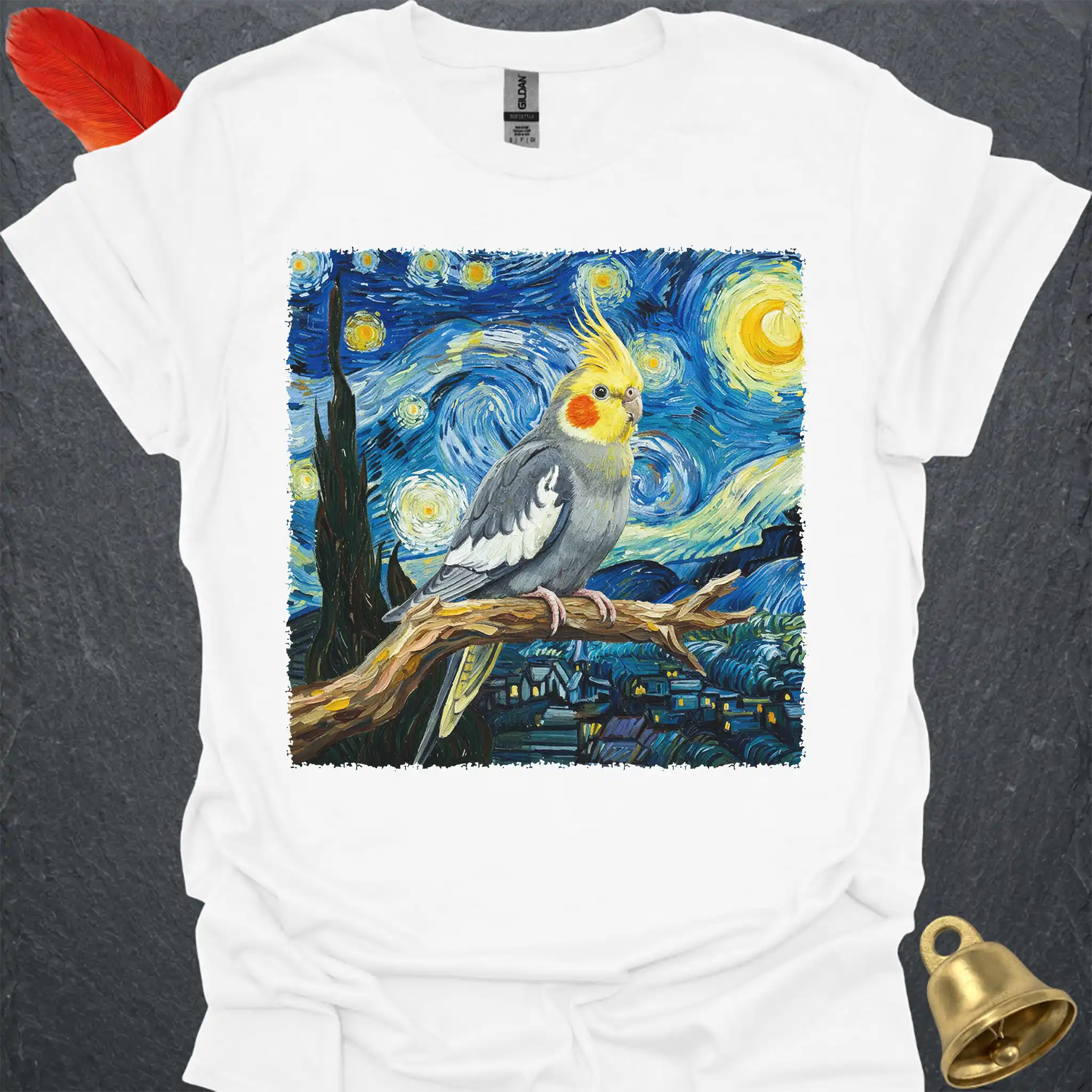 Grey Cockatiel Starry Night T-Shirt