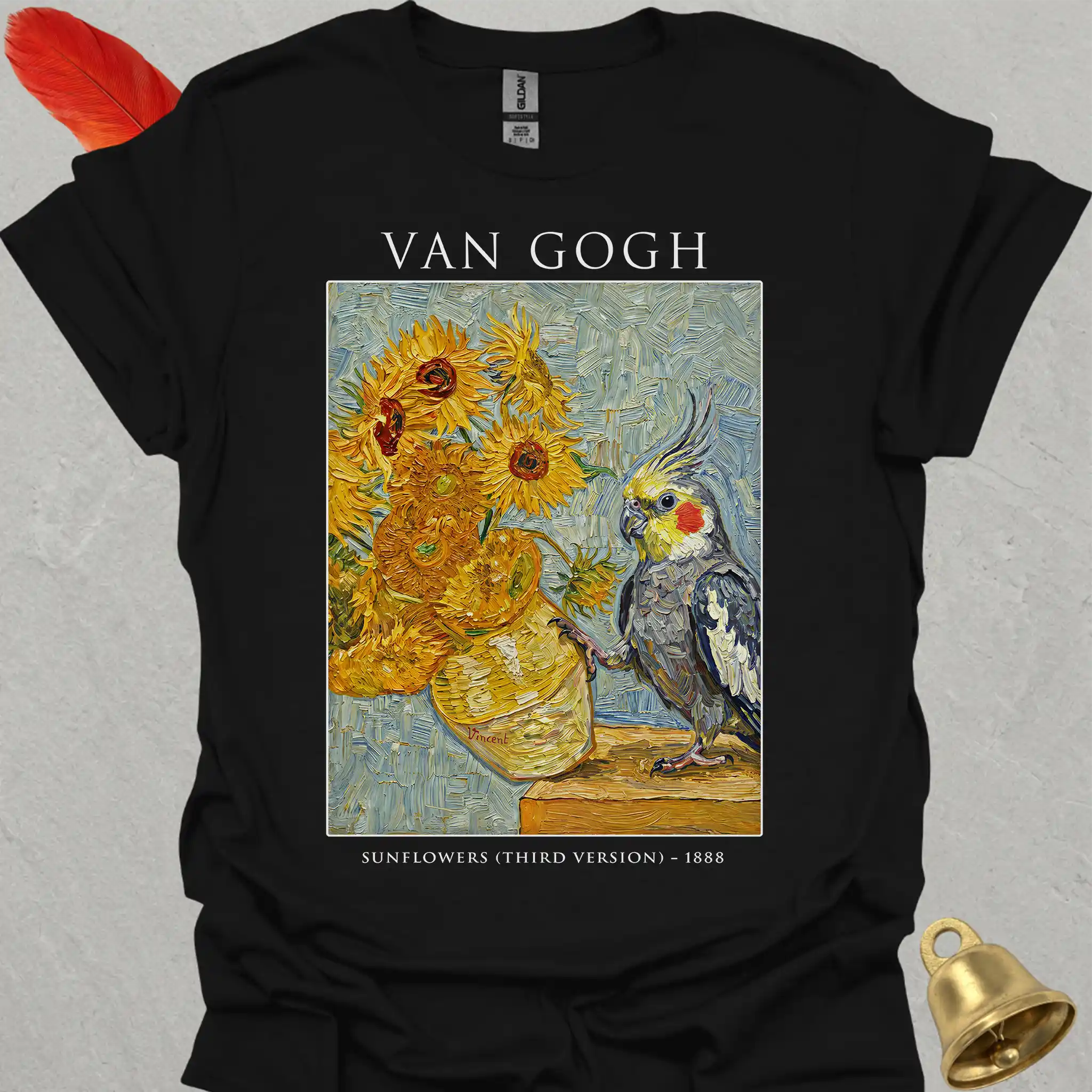 Grey Cockatiel Van Gogh T-Shirt