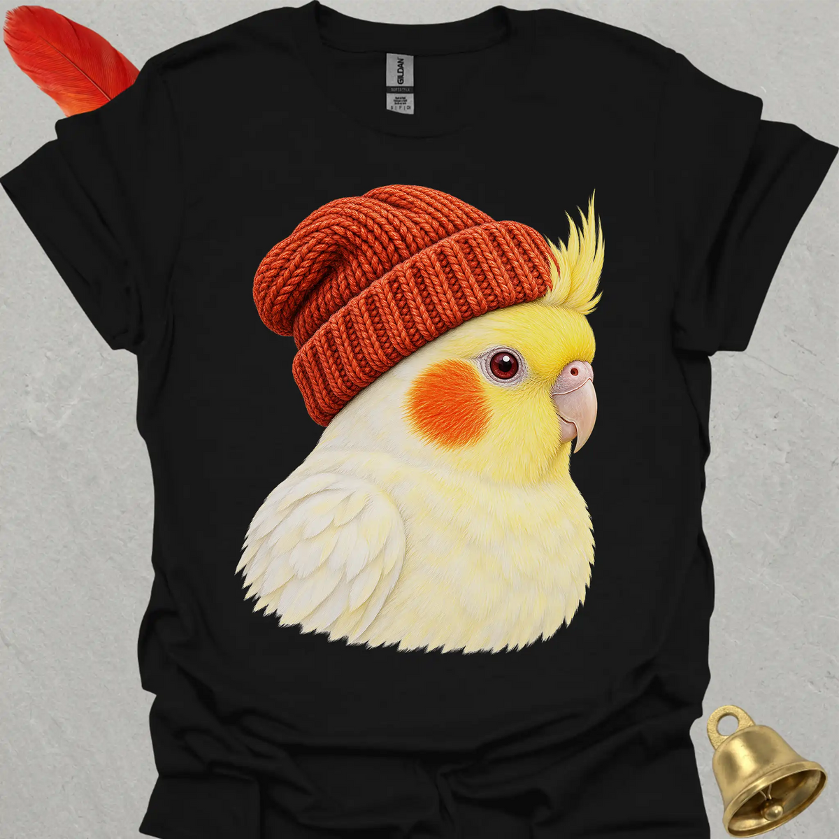 Lutino Cockatiel Beanie T-Shirt