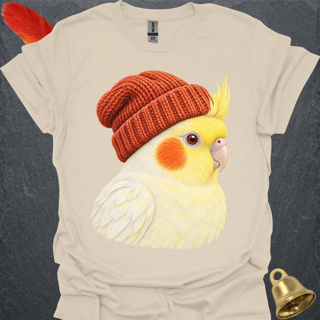 Lutino Cockatiel Beanie T-Shirt