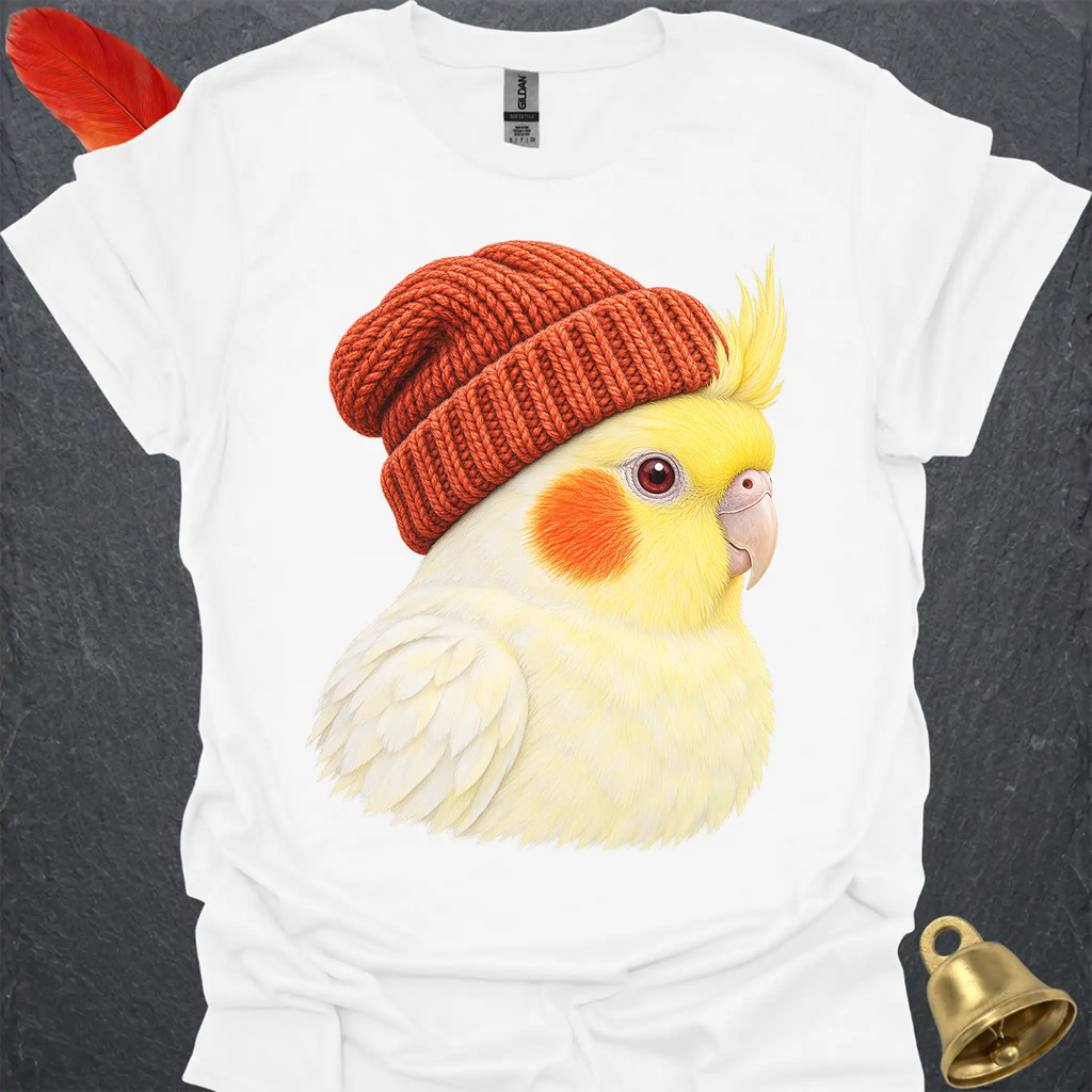 Lutino Cockatiel Beanie T-Shirt