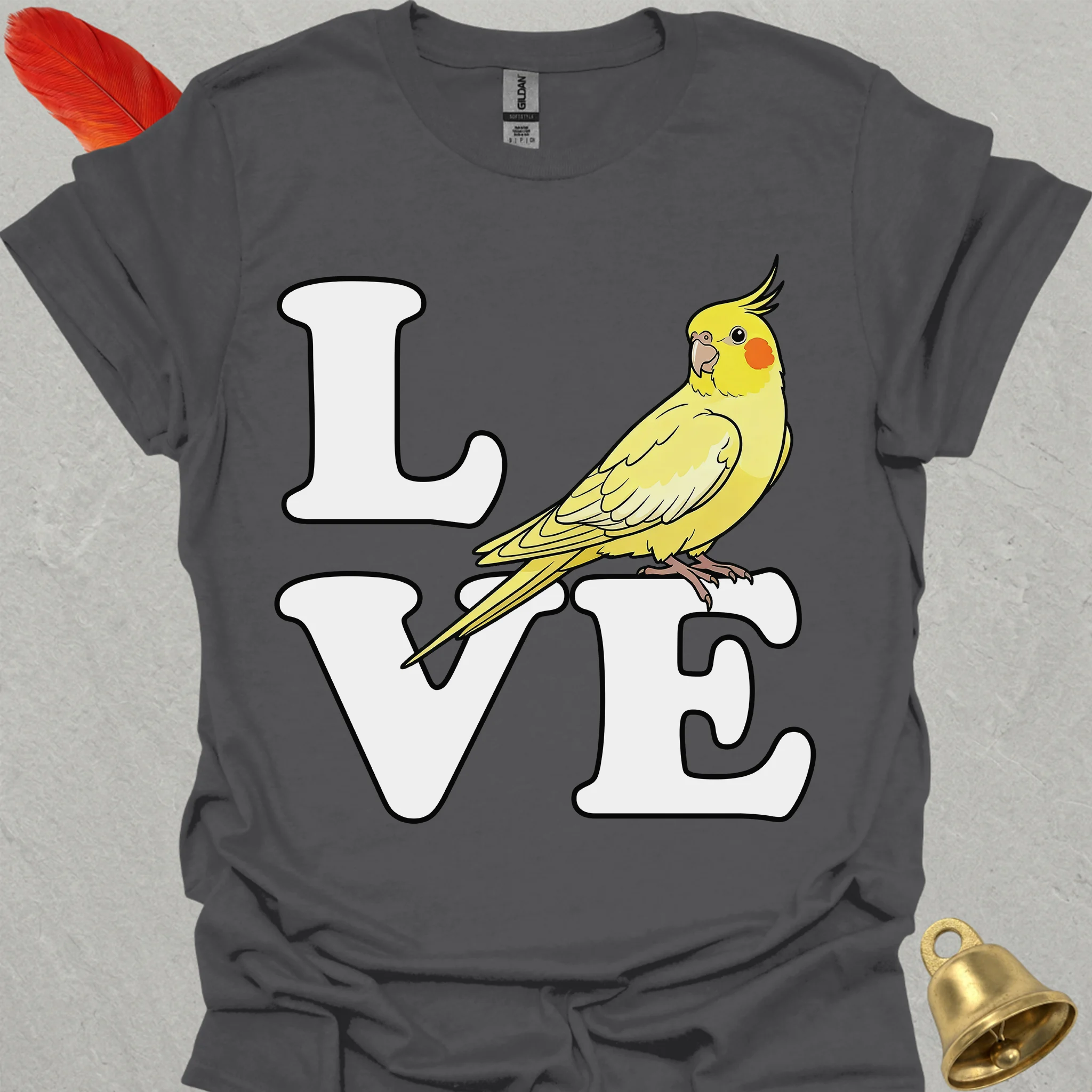 Lutino Cockatiel Bird Love T-Shirt