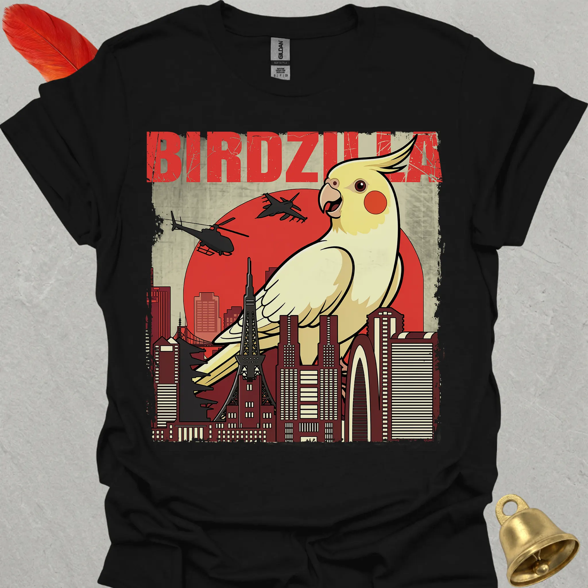 Lutino Cockatiel Birdzilla T-Shirt