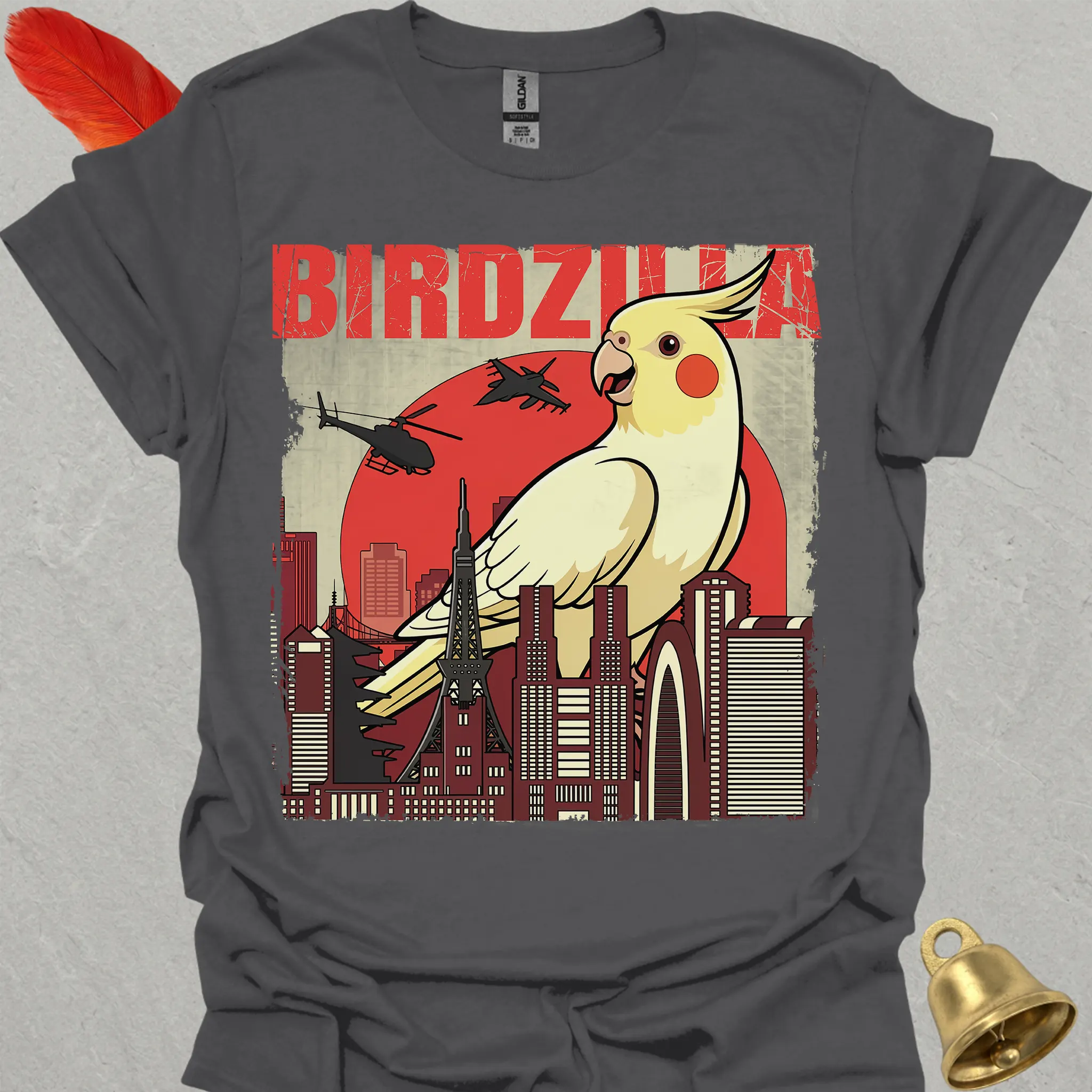 Lutino Cockatiel Birdzilla T-Shirt