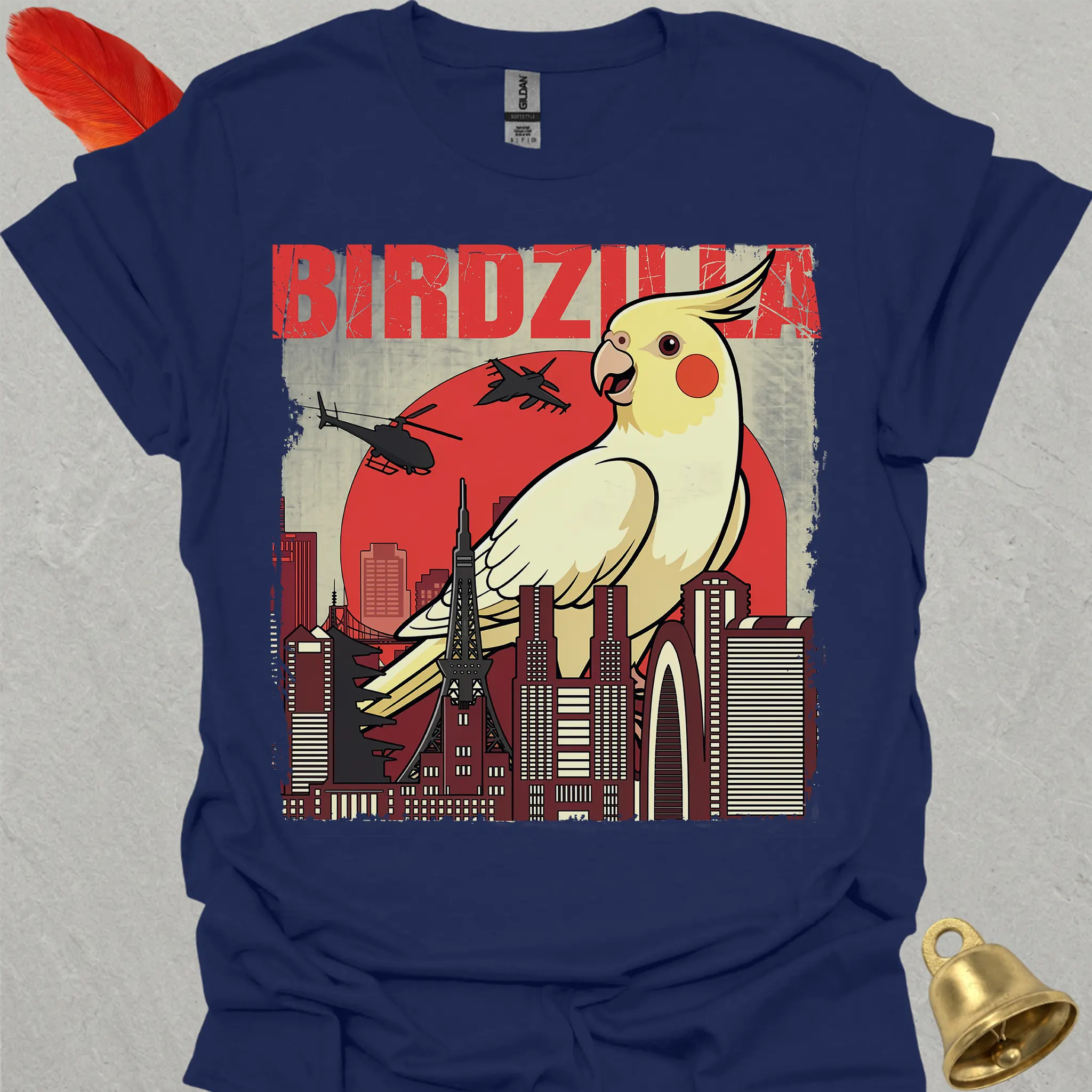 Lutino Cockatiel Birdzilla T-Shirt