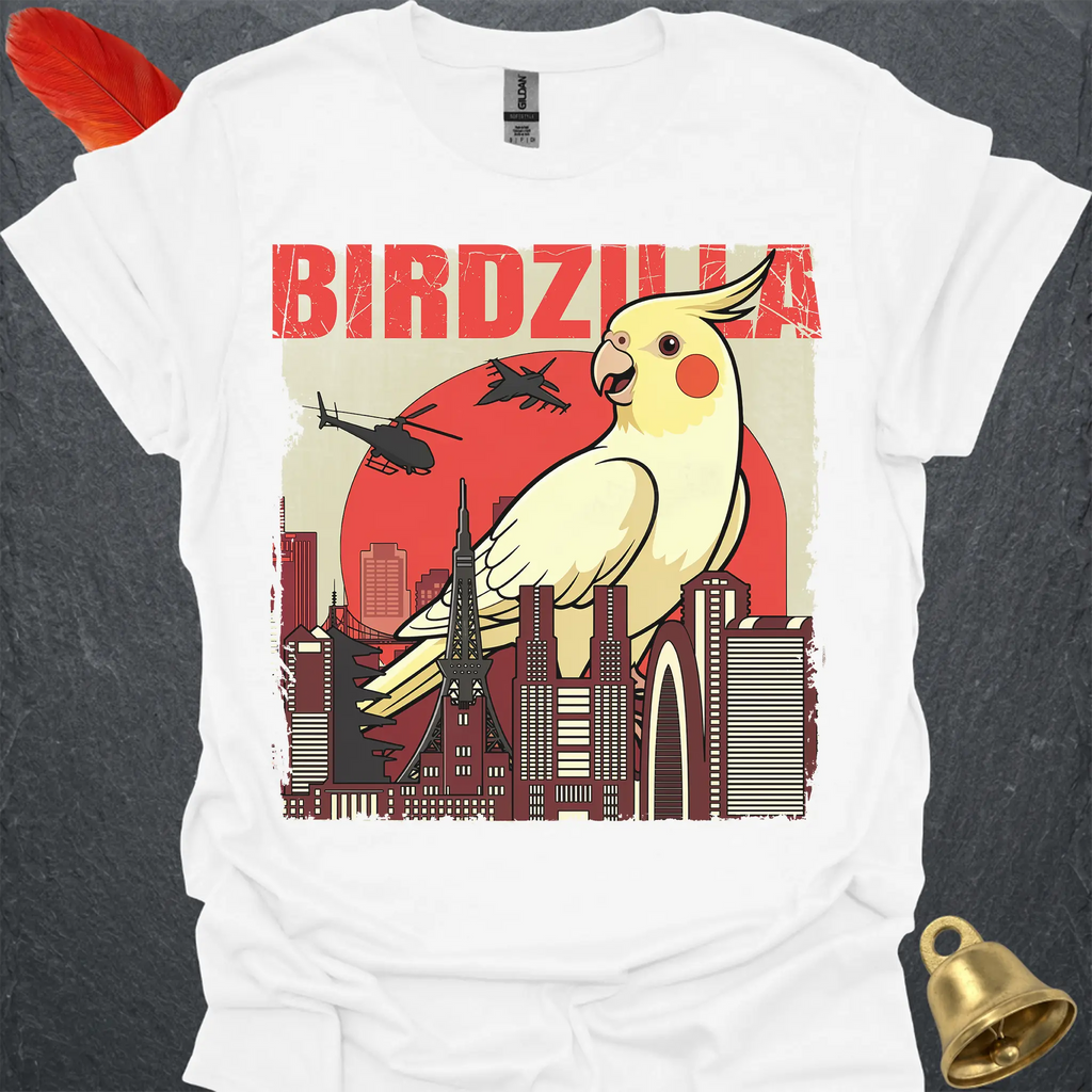 Lutino Cockatiel Birdzilla T-Shirt
