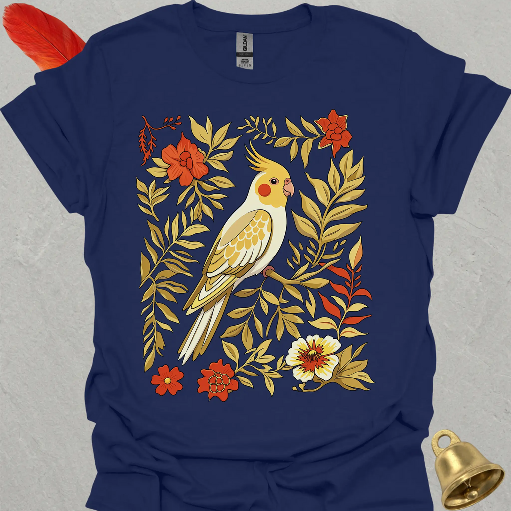 Lutino Cockatiel Boho Flower T-Shirt