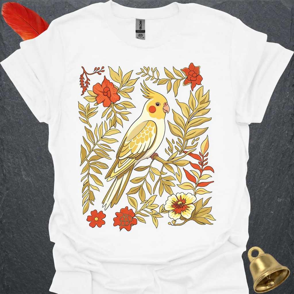 Lutino Cockatiel Boho Flower T-Shirt