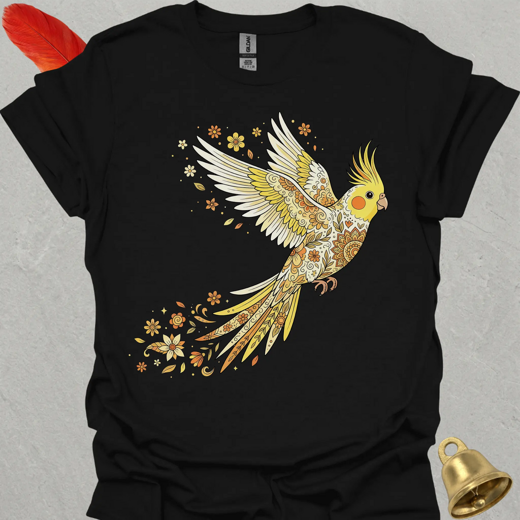 Lutino Cockatiel Flying Flower T-Shirt