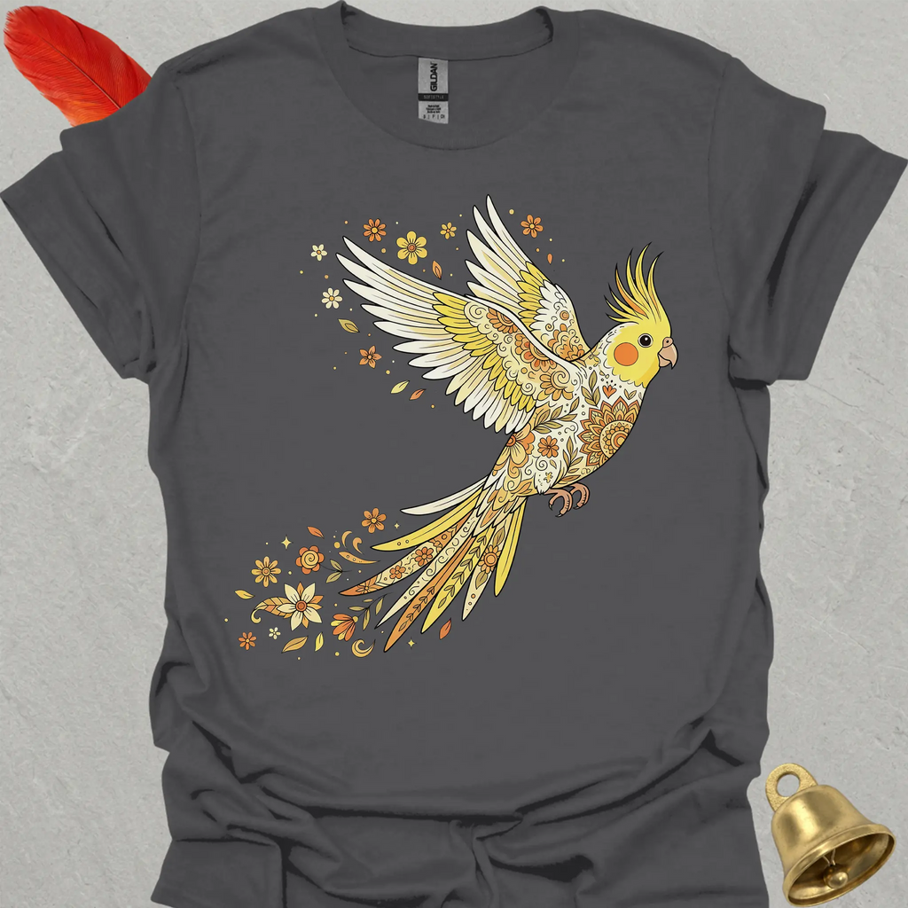 Lutino Cockatiel Flying Flower T-Shirt