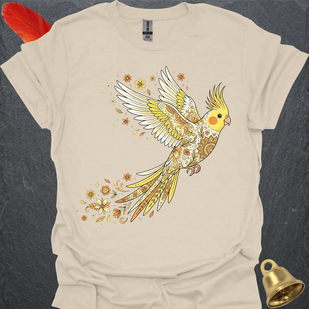 Lutino Cockatiel Flying Flower T-Shirt