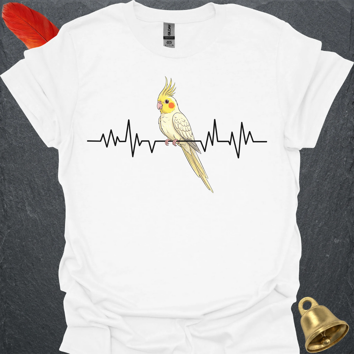 Lutino Cockatiel Heartbeat T-Shirt