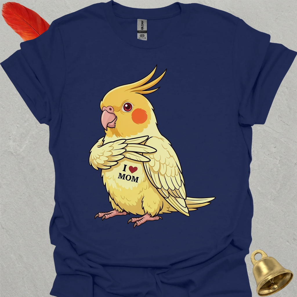 Lutino Cockatiel I Love Mom T-Shirt