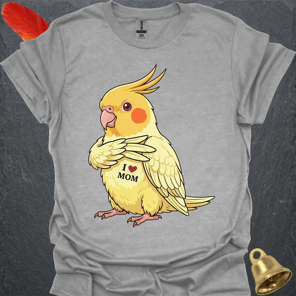 Lutino Cockatiel I Love Mom T-Shirt