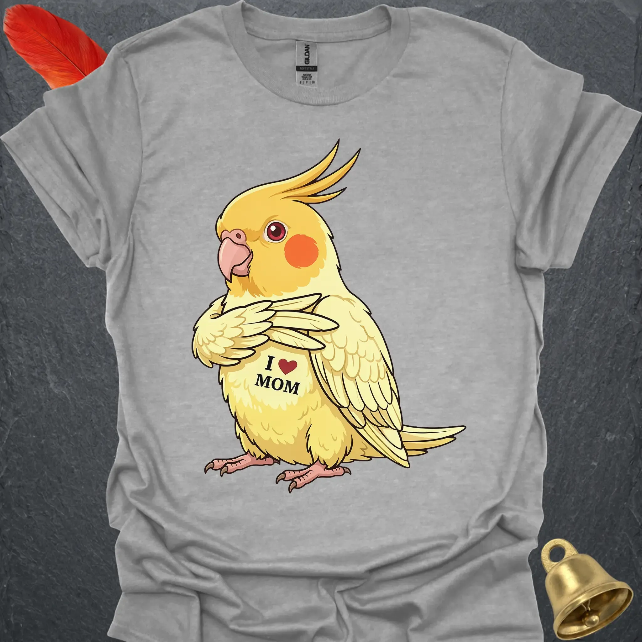 Lutino Cockatiel I Love Mom T-Shirt
