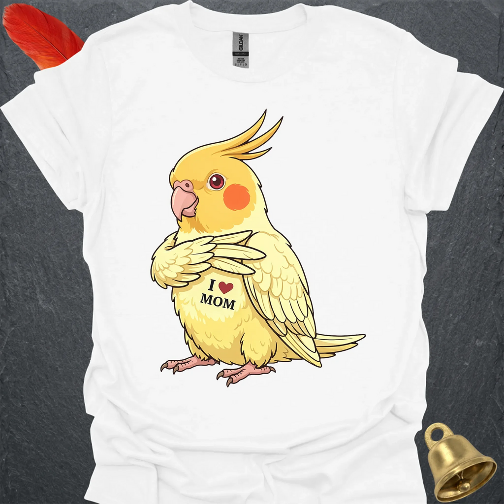 Lutino Cockatiel I Love Mom T-Shirt