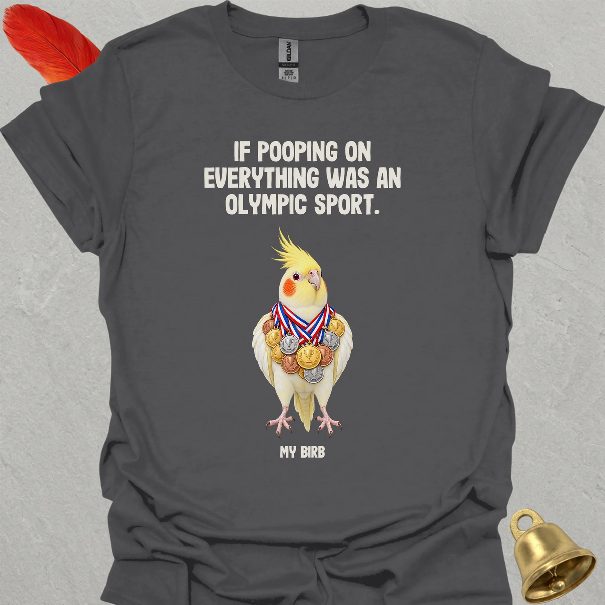 Lutino Cockatiel Olympic Pooper T-Shirt