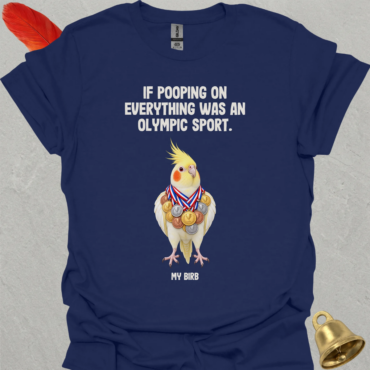 Lutino Cockatiel Olympic Pooper T-Shirt