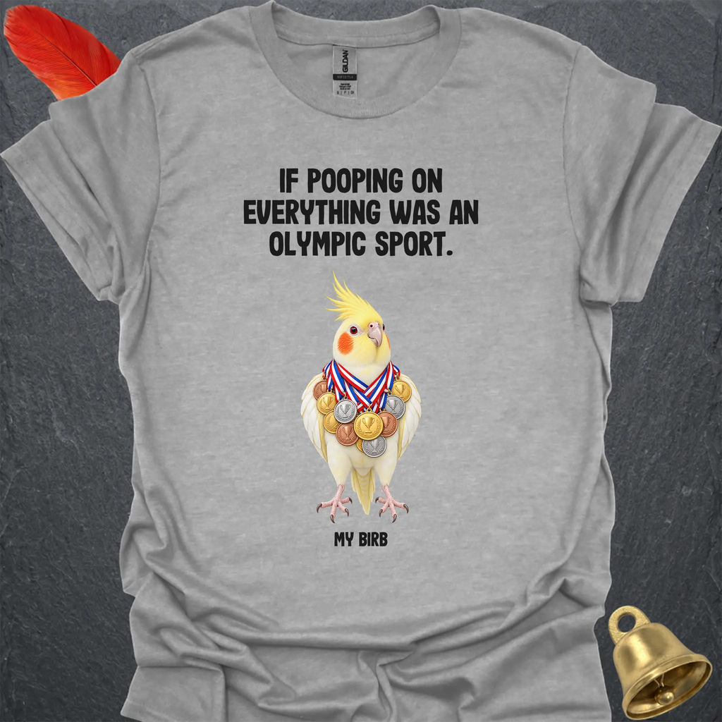 Lutino Cockatiel Olympic Pooper T-Shirt
