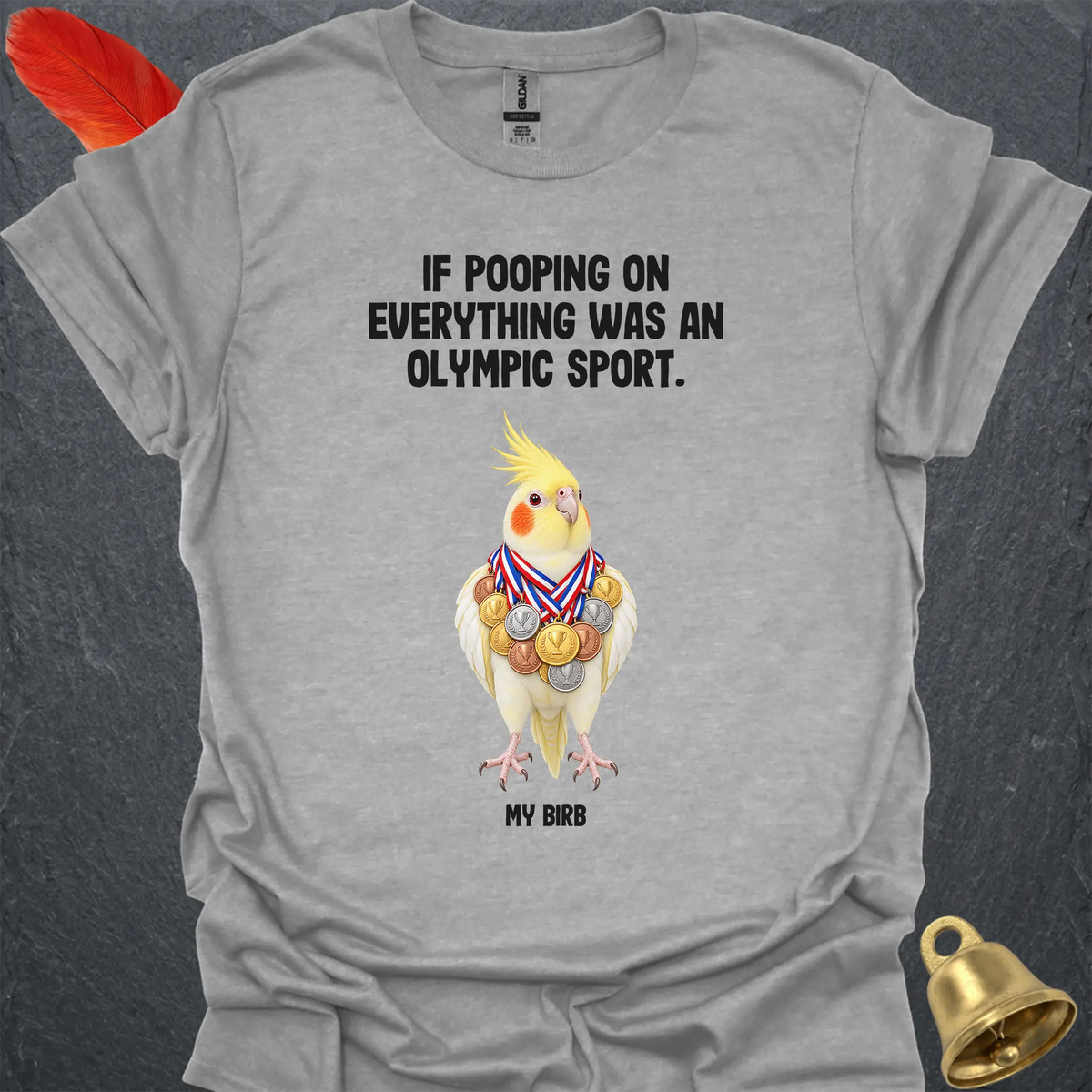 Lutino Cockatiel Olympic Pooper T-Shirt