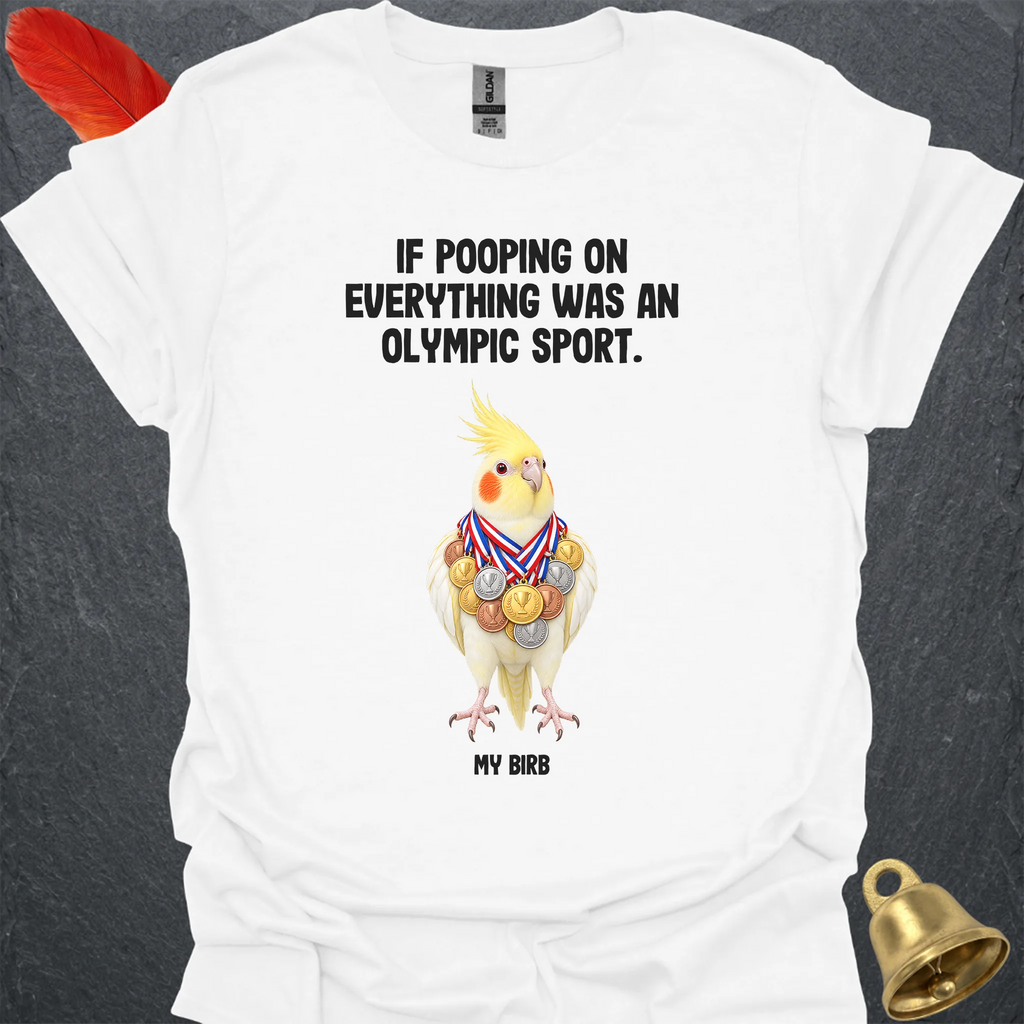 Lutino Cockatiel Olympic Pooper T-Shirt
