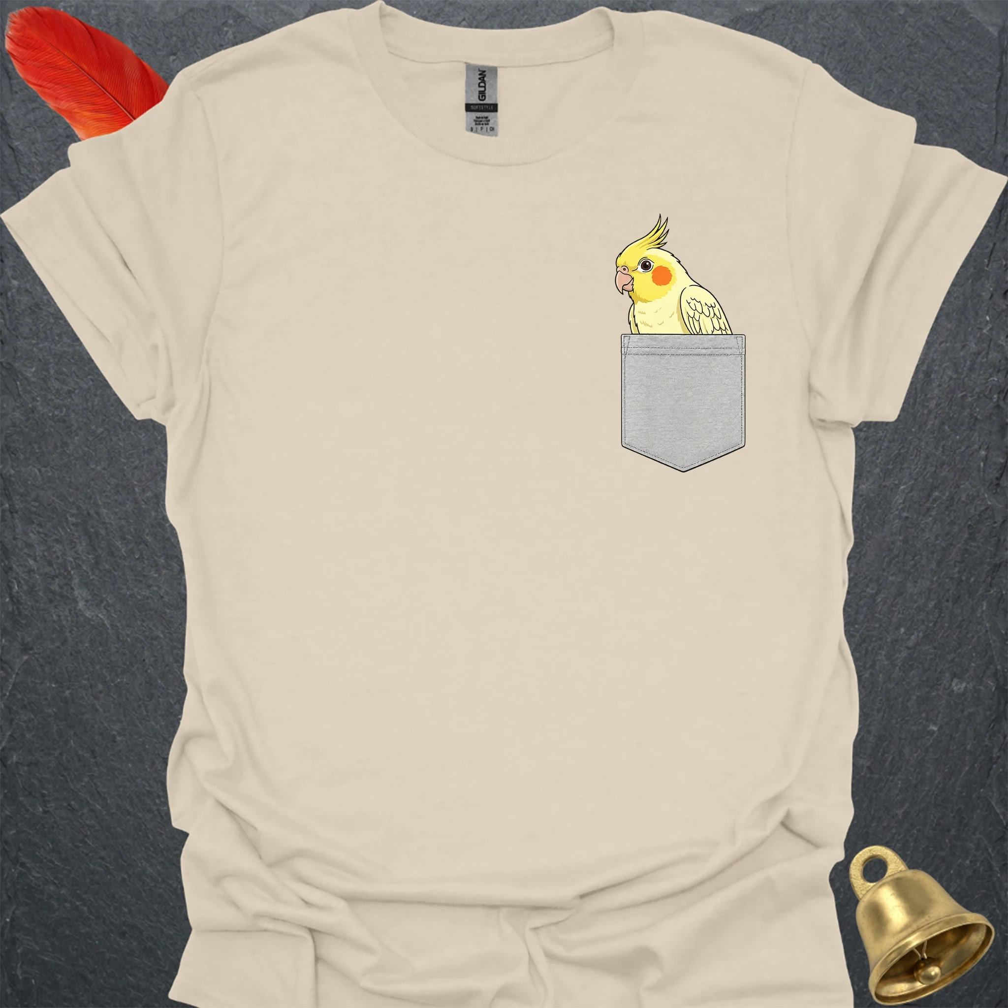 Lutino Cockatiel Pocket T-Shirt