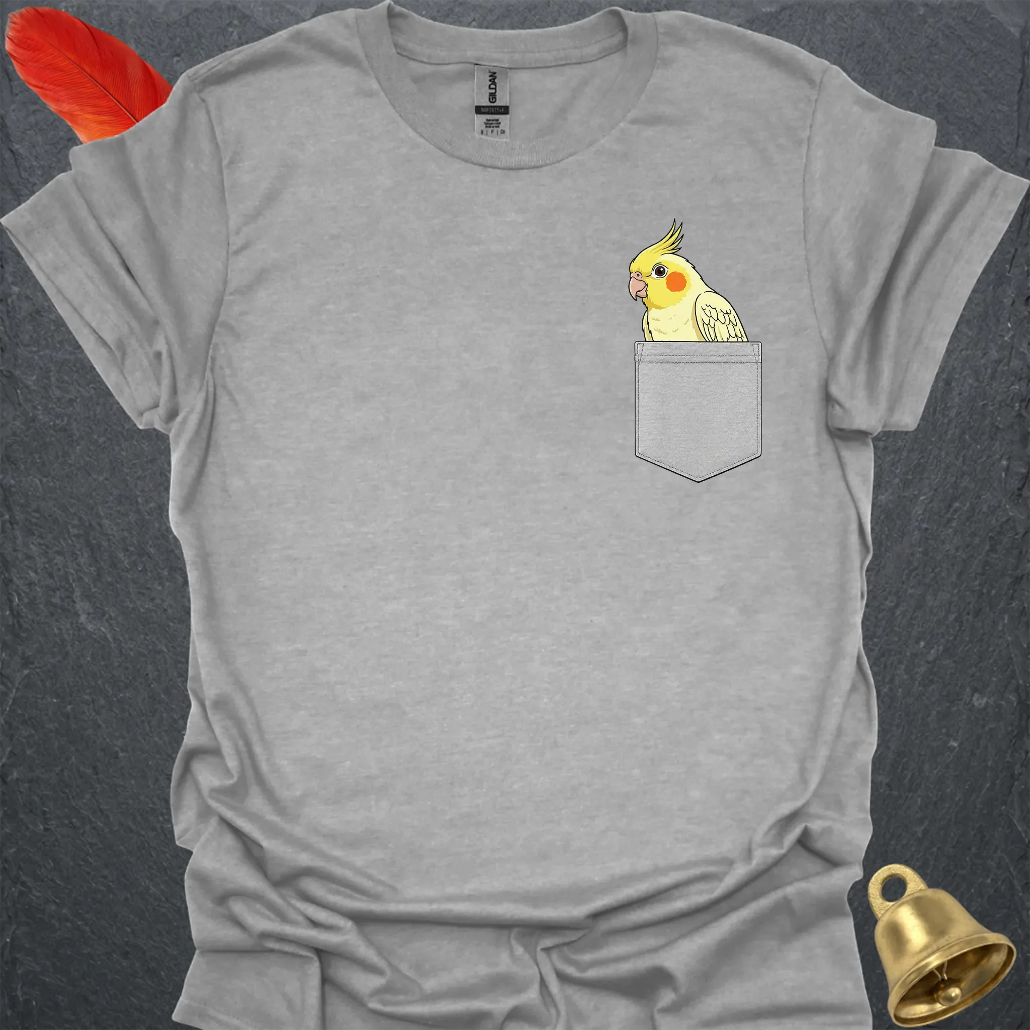 Lutino Cockatiel Pocket T-Shirt