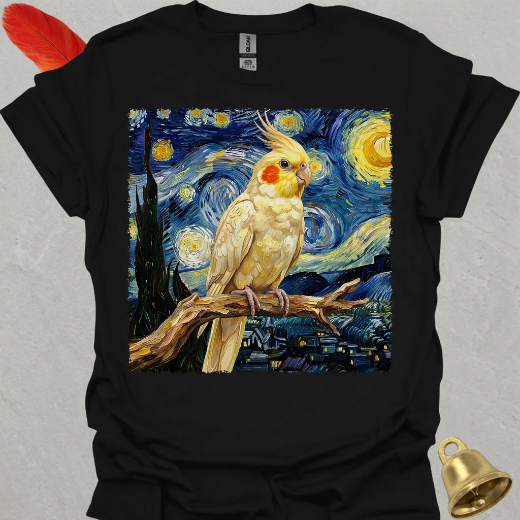 Lutino Cockatiel Starry Night T-Shirt