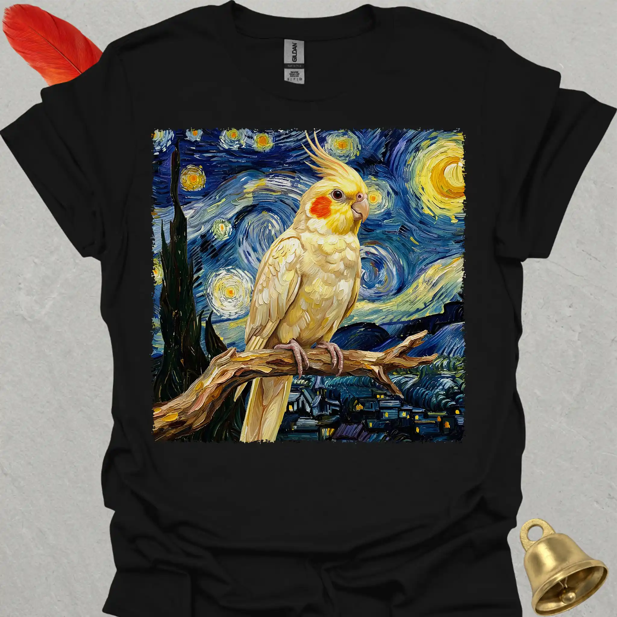 Lutino Cockatiel Starry Night T-Shirt