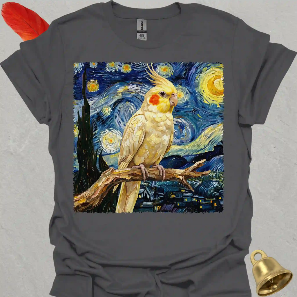 Lutino Cockatiel Starry Night T-Shirt
