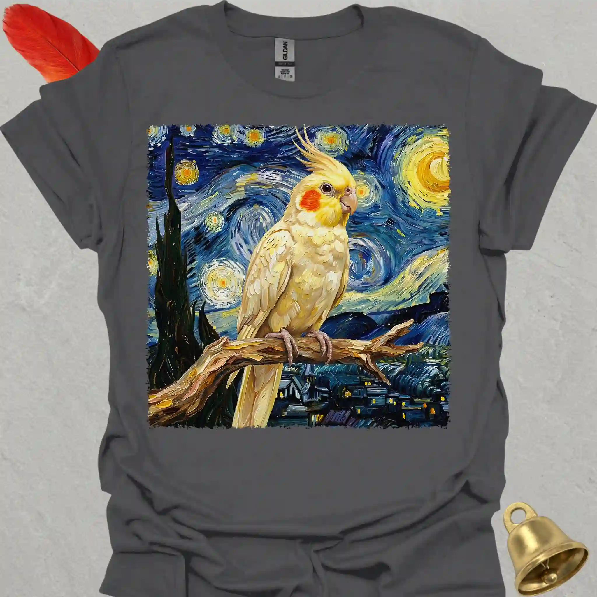 Lutino Cockatiel Starry Night T-Shirt