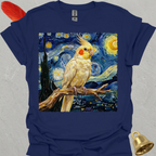 Lutino Cockatiel Starry Night T-Shirt