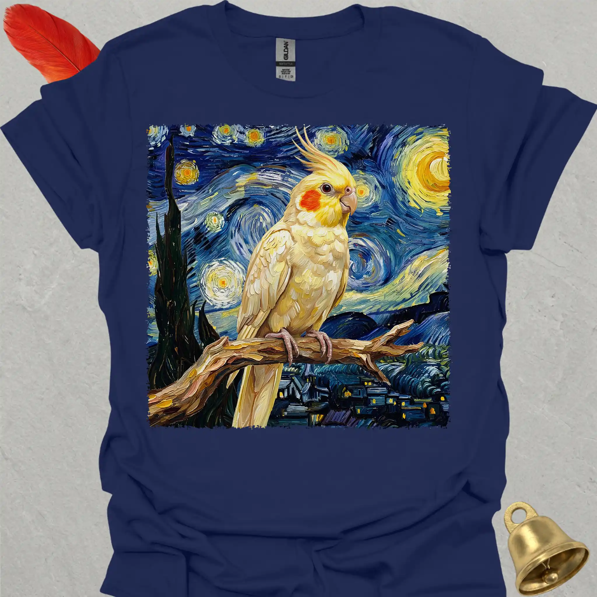 Lutino Cockatiel Starry Night T-Shirt